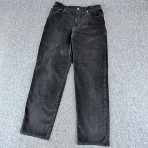 Lauren Ralph Lauren Women Pants 14 Black Corduroy Vintage Y2K Straight High Rise